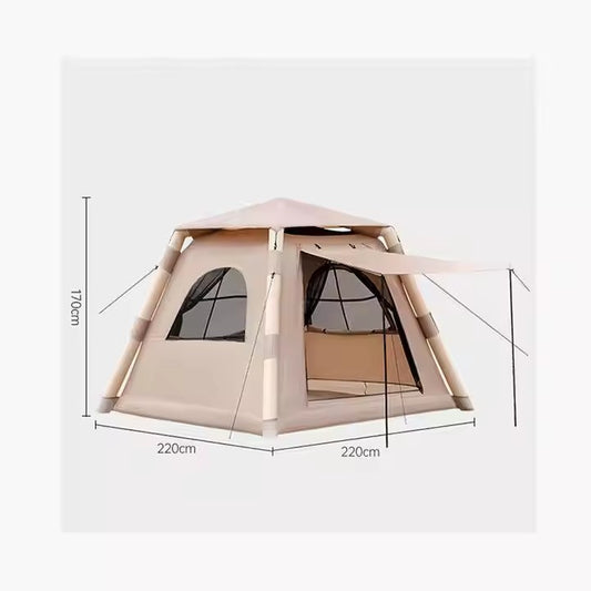 Automatic quick-inflate family glamping tent
