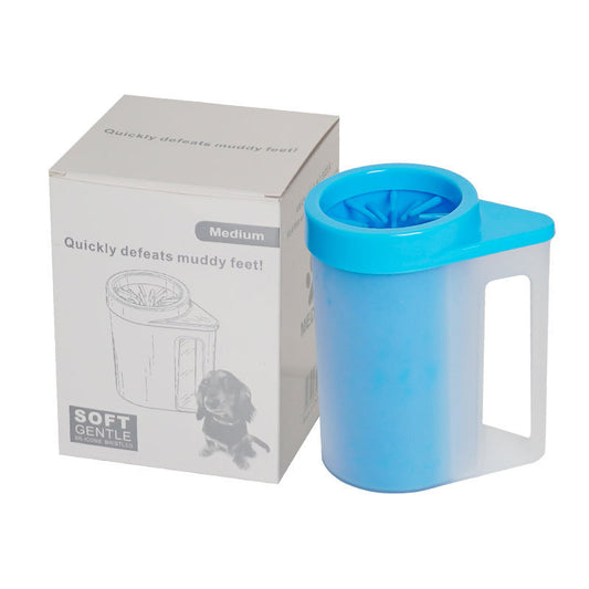 Portable silicone dog paw cleaner cup with handle