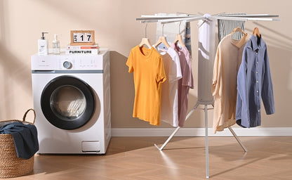 Foldable clothes airer with tripod base
