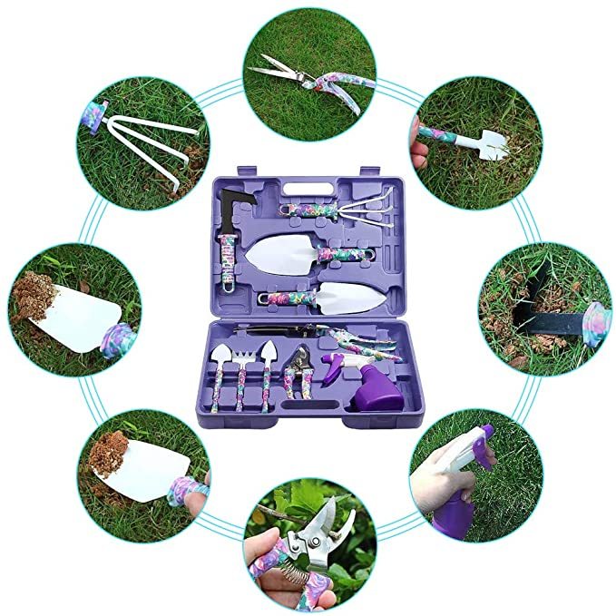 Floral print gardening tools
