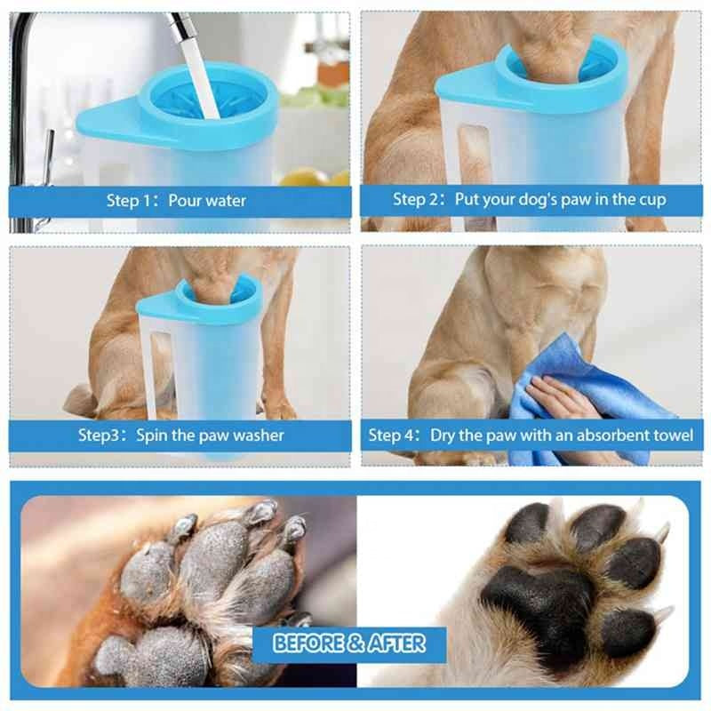 Dog paw cleaner cup handle design