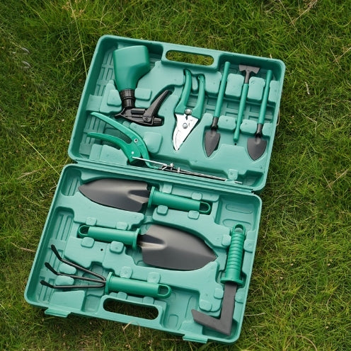 Garden tools in hard shell storage case
