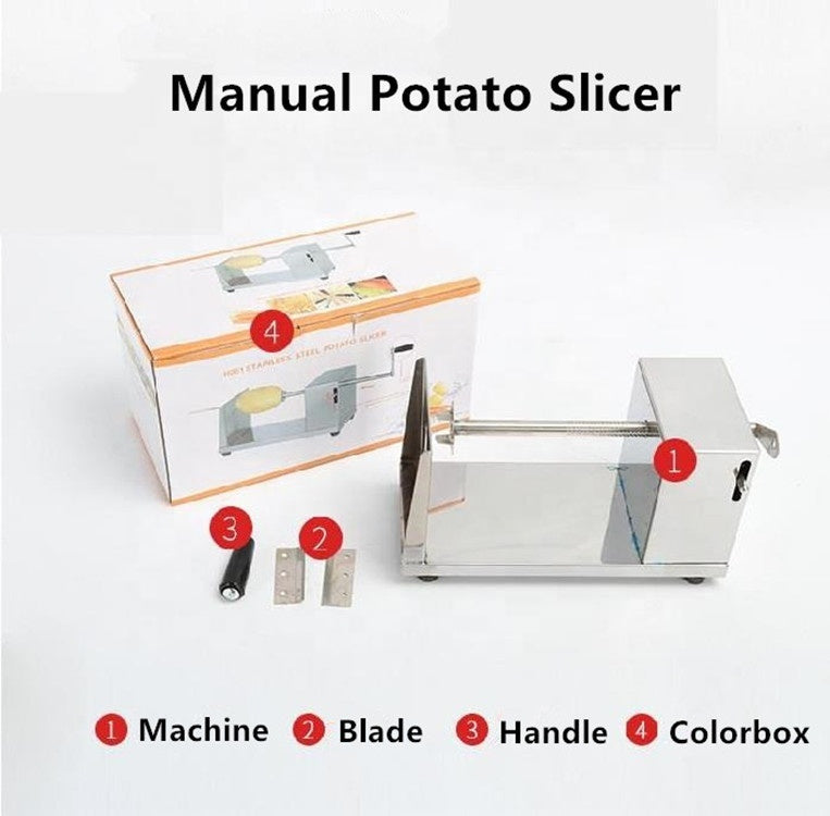 H001 Manual Stainless Steel Spiral Potato Slicer – Tornado Potato & Curly Fry Cutter