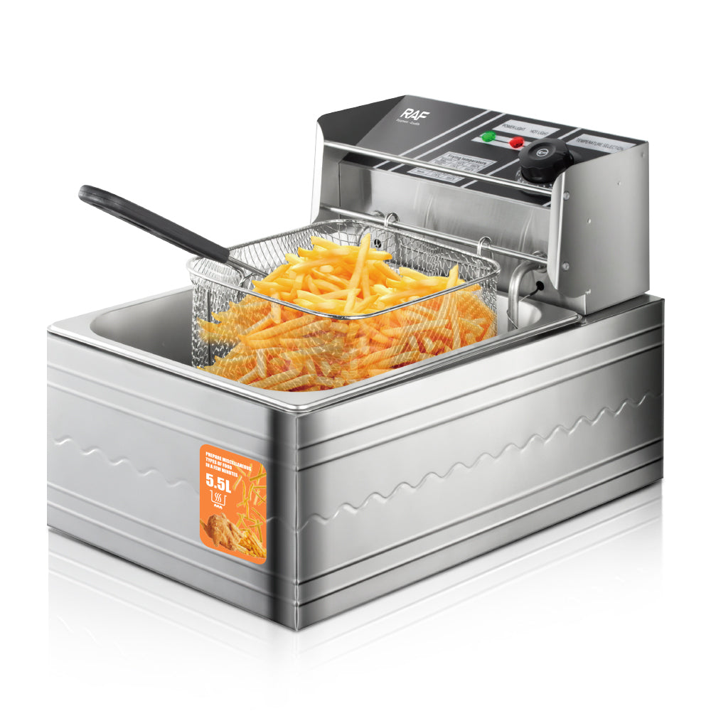 RAF R.5220 Electric Deep Fryer – 5.5L Stainless Steel, 2500W