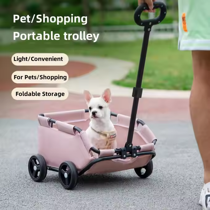 Compact folding pet stroller