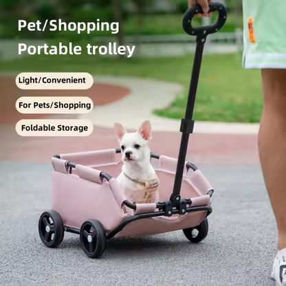 Compact folding pet stroller