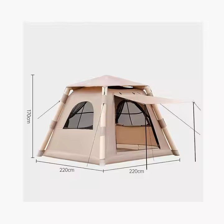 Automatic quick-inflate family glamping tent