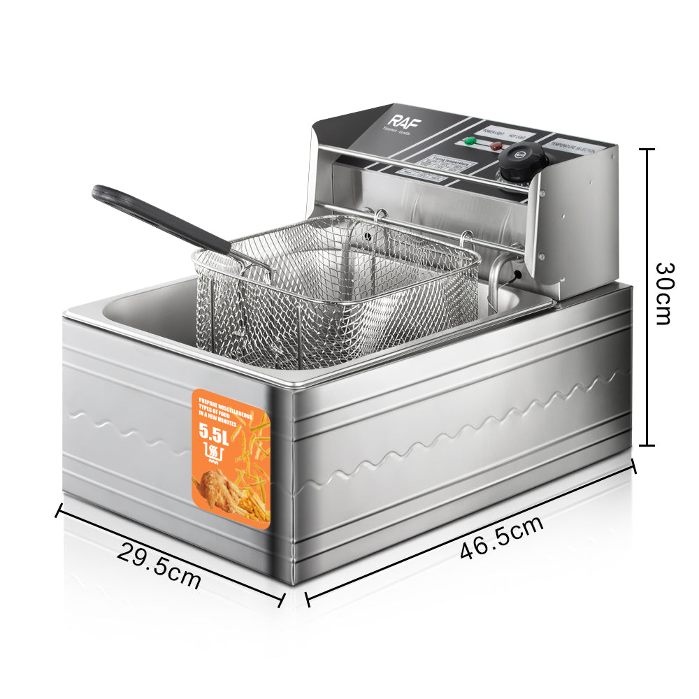 RAF R.5220 Electric Deep Fryer – 5.5L Stainless Steel, 2500W