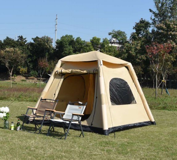 Compact folding air tent