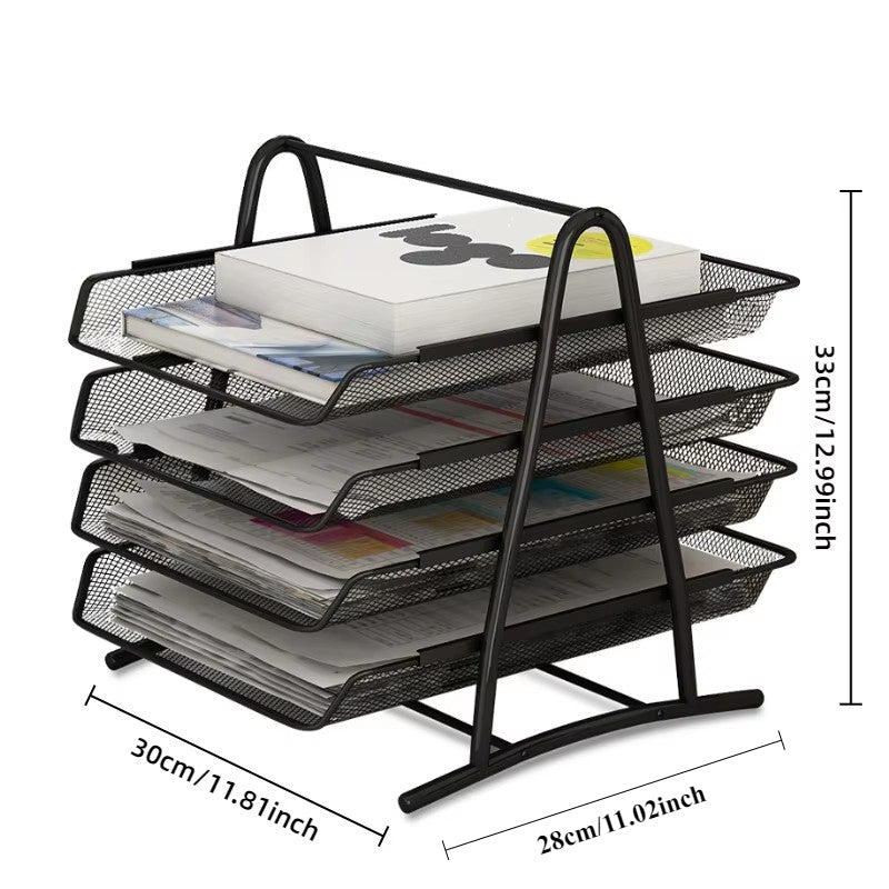 black metal desk file organizer