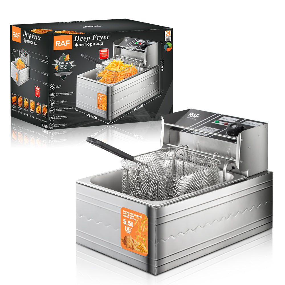 RAF R.5220 Electric Deep Fryer – 5.5L Stainless Steel, 2500W