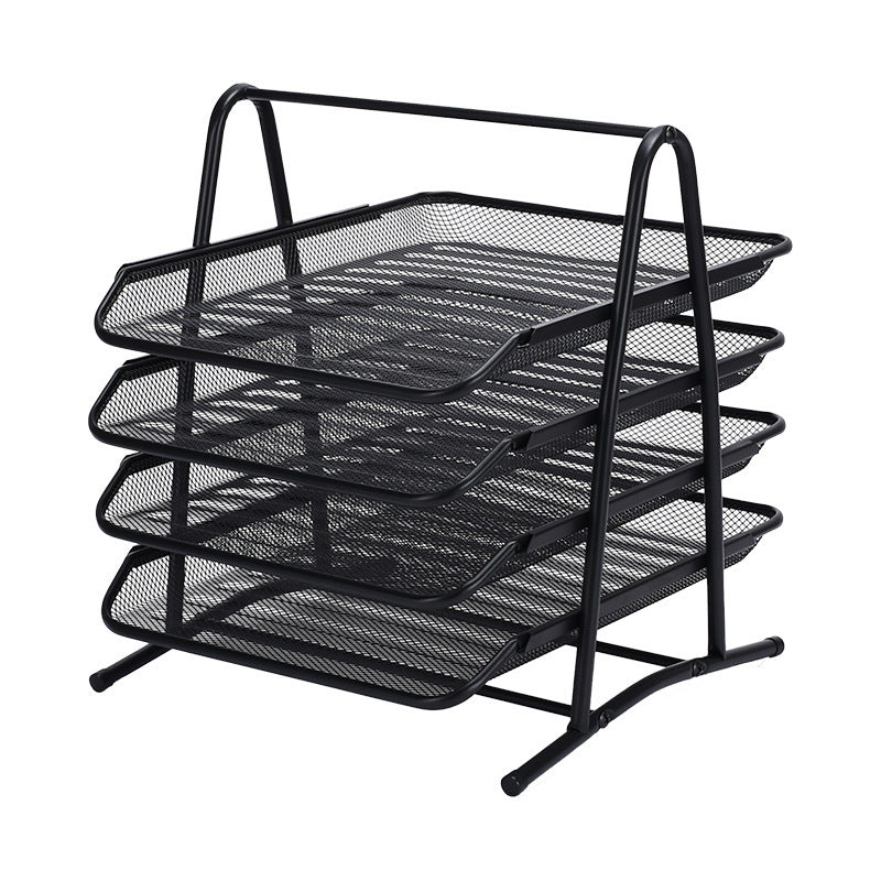 5-tier black metal mesh desk organizer