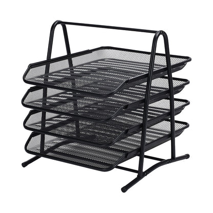 5-tier black metal mesh desk organizer