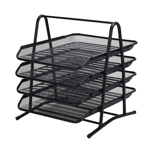 5-tier black metal mesh desk organizer